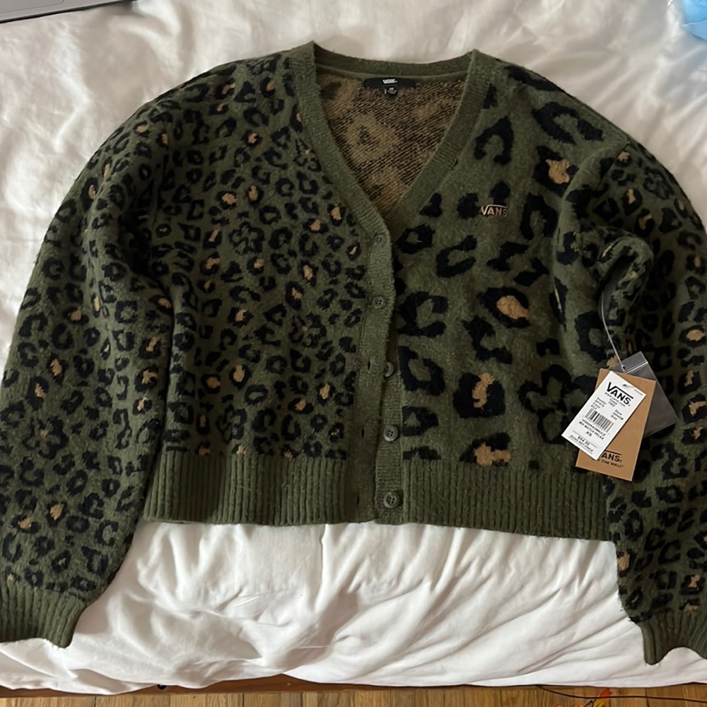 Vans green cheetah print sweater